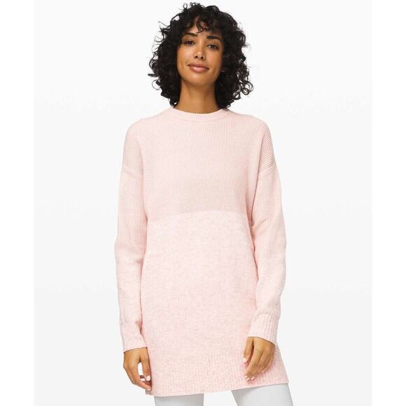 Lululemon S Restful Intention Cashmere Wool Blend Tunic Sweater Pink Heather - Picture 1 of 13
